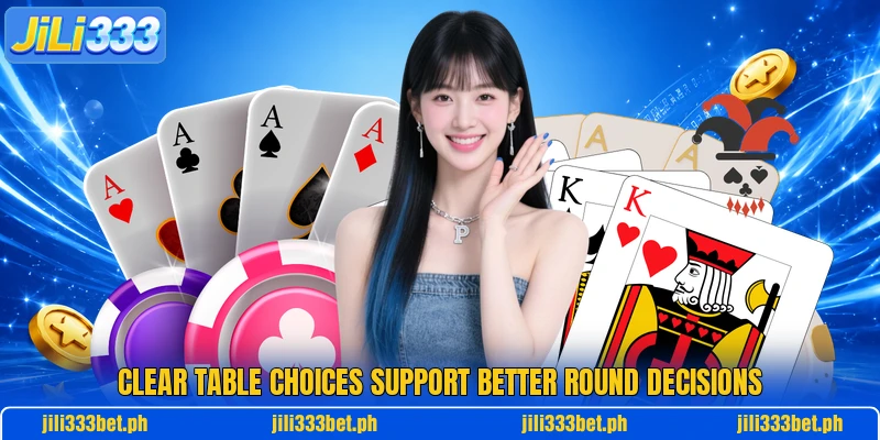 Clear table choices support better round decisions Clear table choices support better round decisions