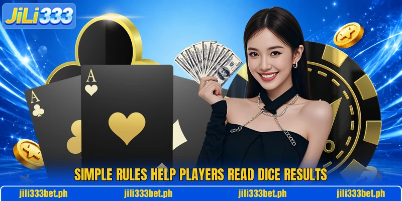 Simple rules help players read dice results Simple rules help players read dice results